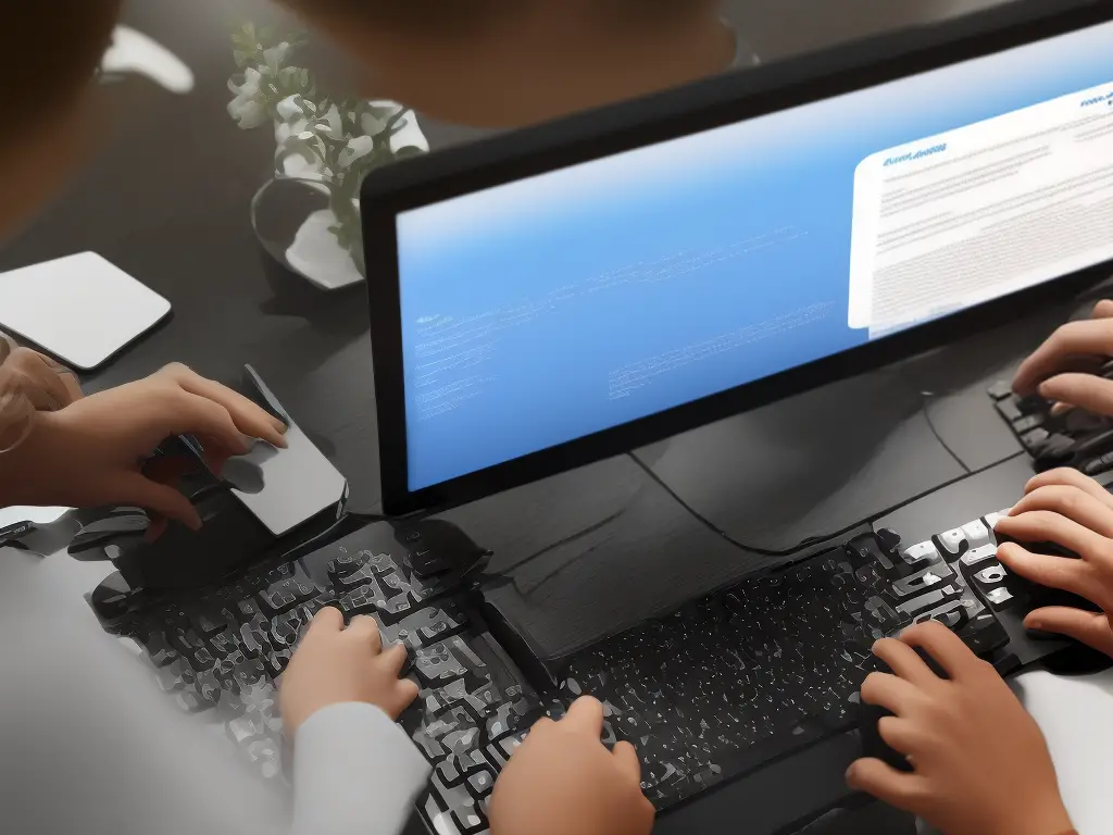 A cartoon image of a website owner typing on their computer.