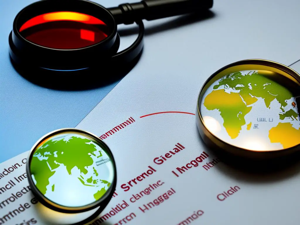 An image showing a world map and a magnifying glass representing international targeting and SEO strategies.