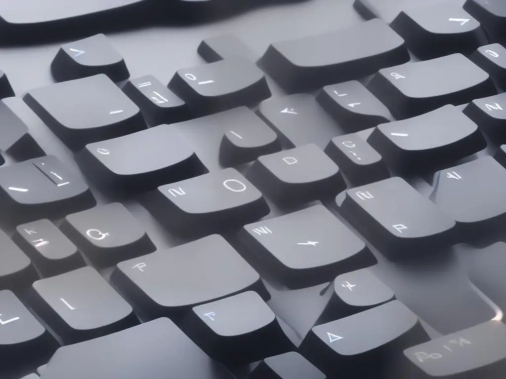 An image of a computer keyboard with metadata keywords on the keys.
