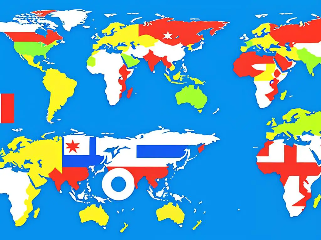 Illustration of a world map with different flags representing international targeting in Google Search Console